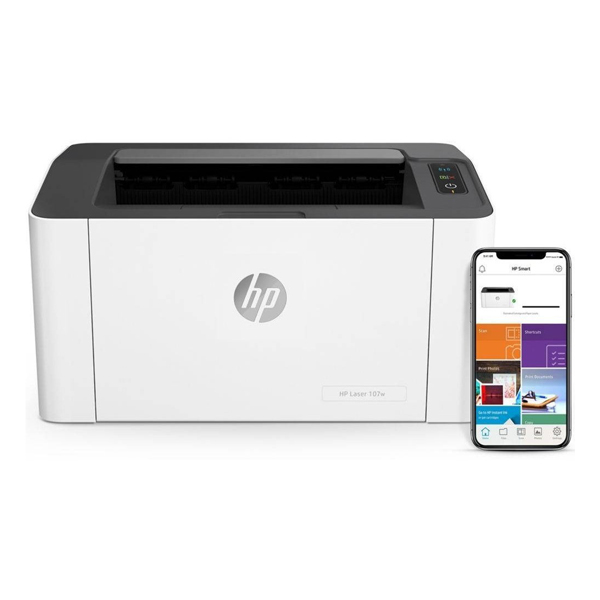 HP Laser 107w A4 laserprinter zwart-wit met wifi HP 123inkt.nl